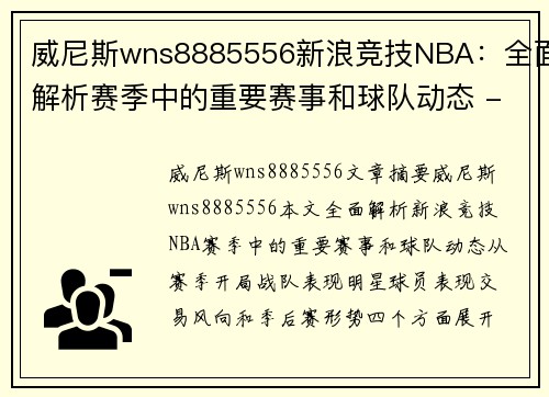 威尼斯wns8885556新浪竞技NBA：全面解析赛季中的重要赛事和球队动态 - 副本
